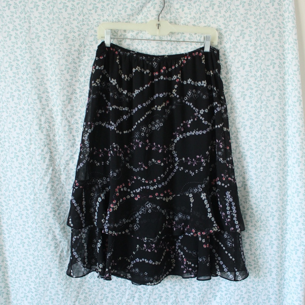 Y2K Ruffle Hem Floral Midi Skirt